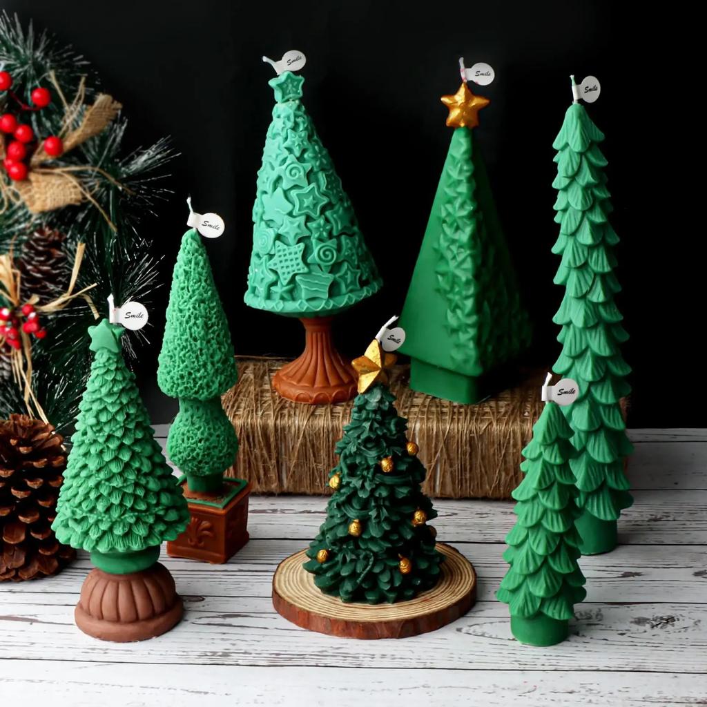 Snowman Santa Claus Silicone Mold Candles Plaster Christmas Ornaments Mould Handmade Soap Resin Gypsum Molds Christmas Tree Mpld