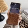 Samsung ZFLIP7 Leopard Print Case with Silver Edge & Hand Strap - Fits ZFLIP6/5