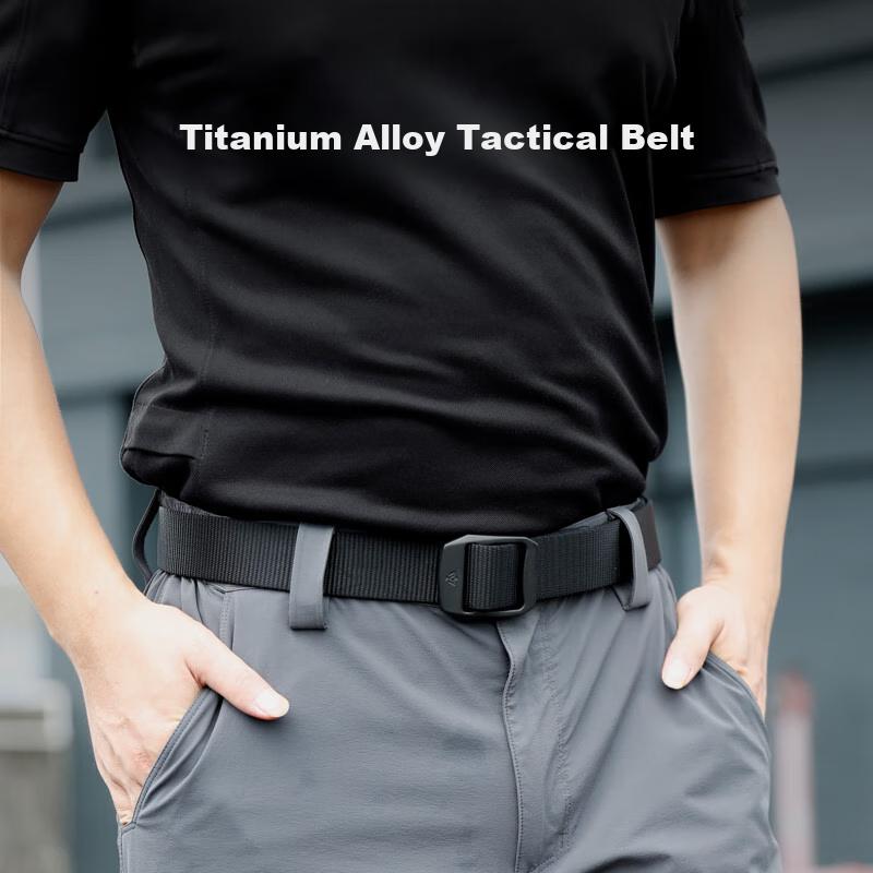Zhanshuniao (Titanium Alloy Buckle) Men's Fashion Nylon Belt, Outdoor Casual Canvas Workwear Jeans Belt, Trendy