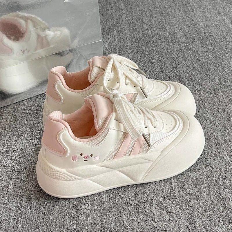 Mesh Breathable Board Shoes Women's New Summer Platform White Shoes Sweet Casual Bread Shoes