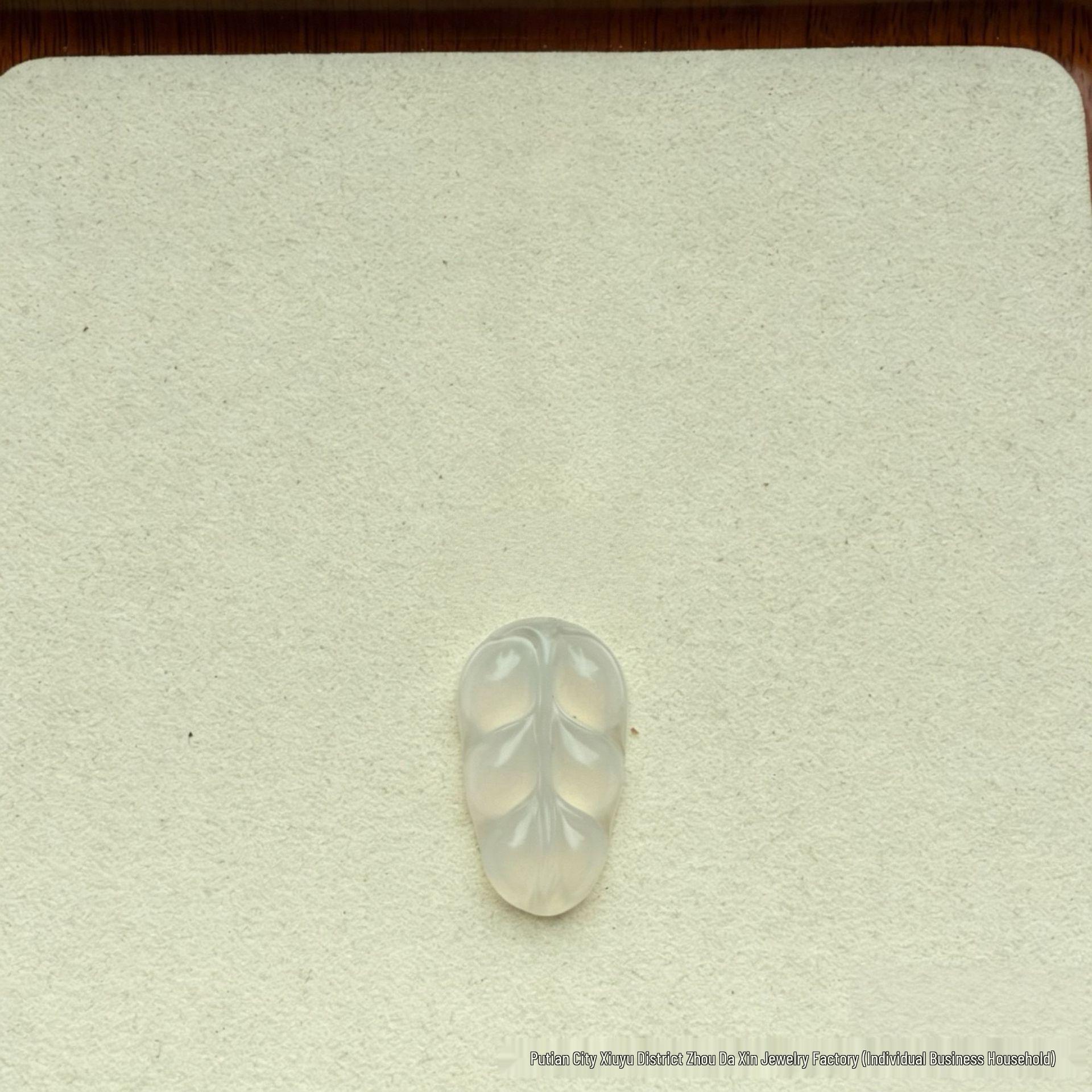 Natural White Ice Chalcedony Leaf Pendant Necklace - Exquisite Jade Leaf with Golden Branch for Women