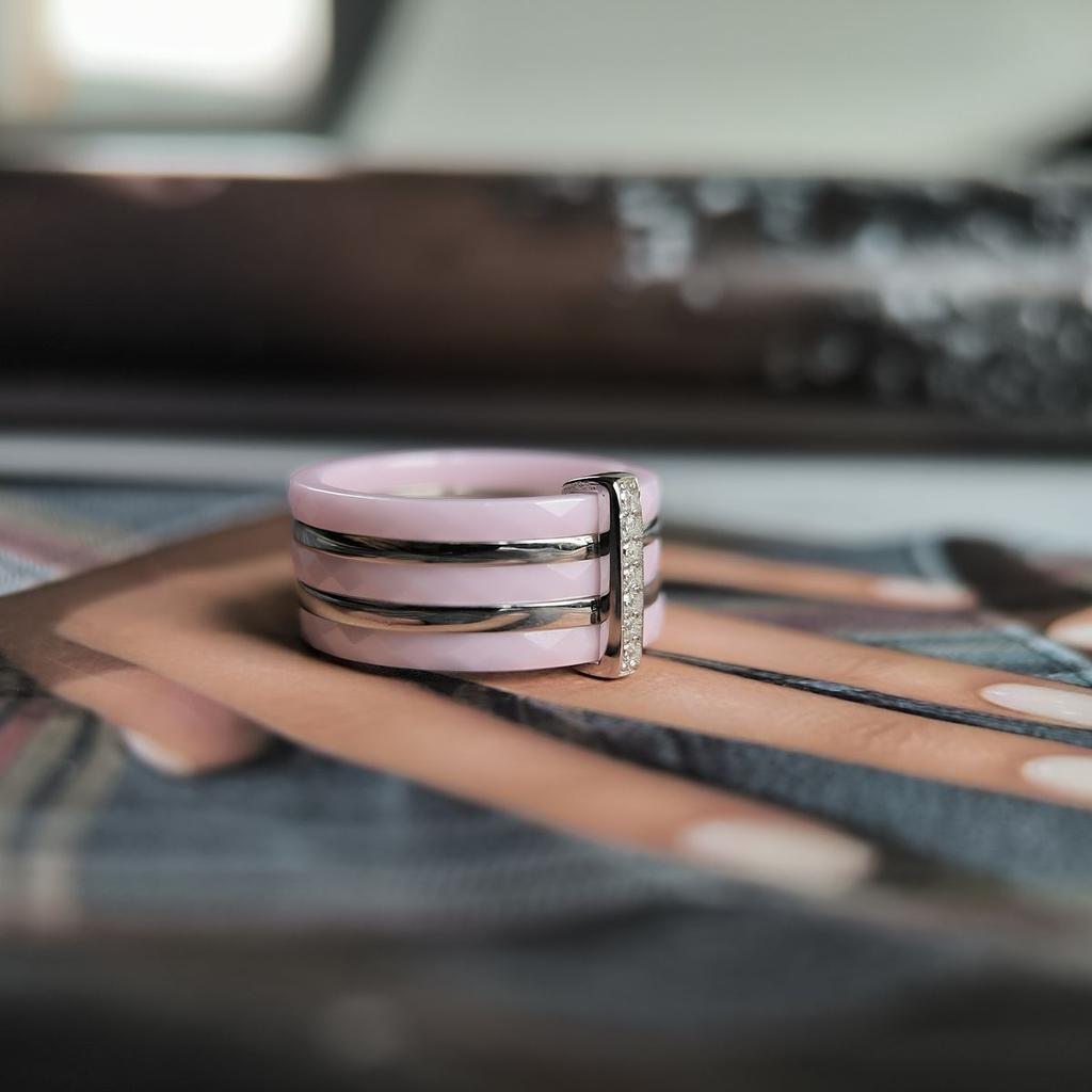 Silberring mit Keramik, Gewicht des Artikels 7,72 g (60002356)