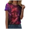 Summer Tops for Women Casual Galaxy Shirt Women Galaxy Print T Shirts Glitter Shirts Blouse Fashionable Starry Plain Shirt