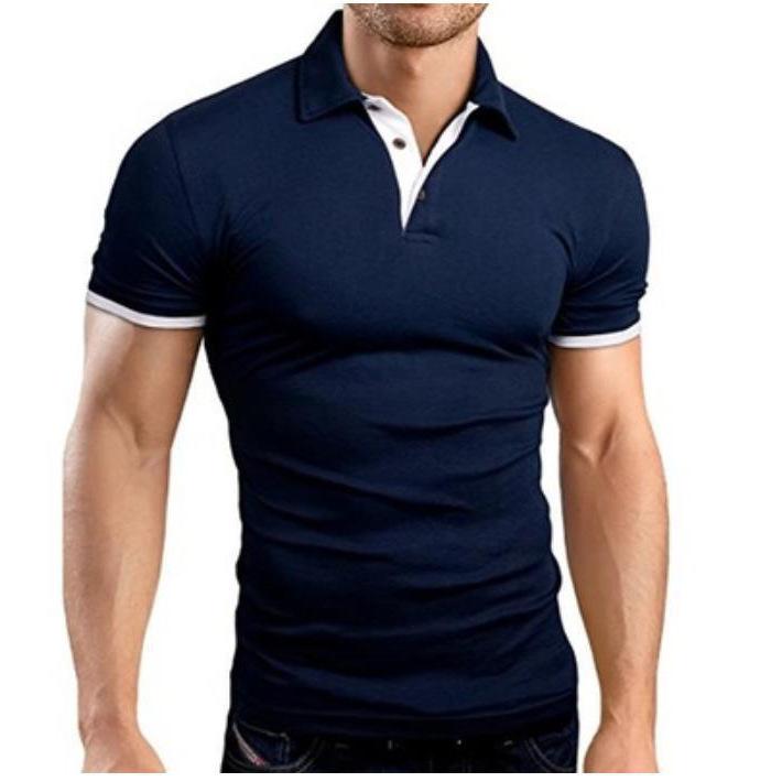 Plus Size Men's Summer Turn Down Collar T-Shirt Solid Polo Shirt Short Sleeve Top