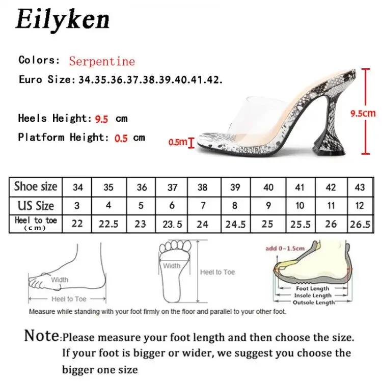 Fashion Eilyken New Serpentine Slippers Woman Cozy Cup Heel PVC Transparent Sexy Square Open Toe Party Sandals Slides Shoes