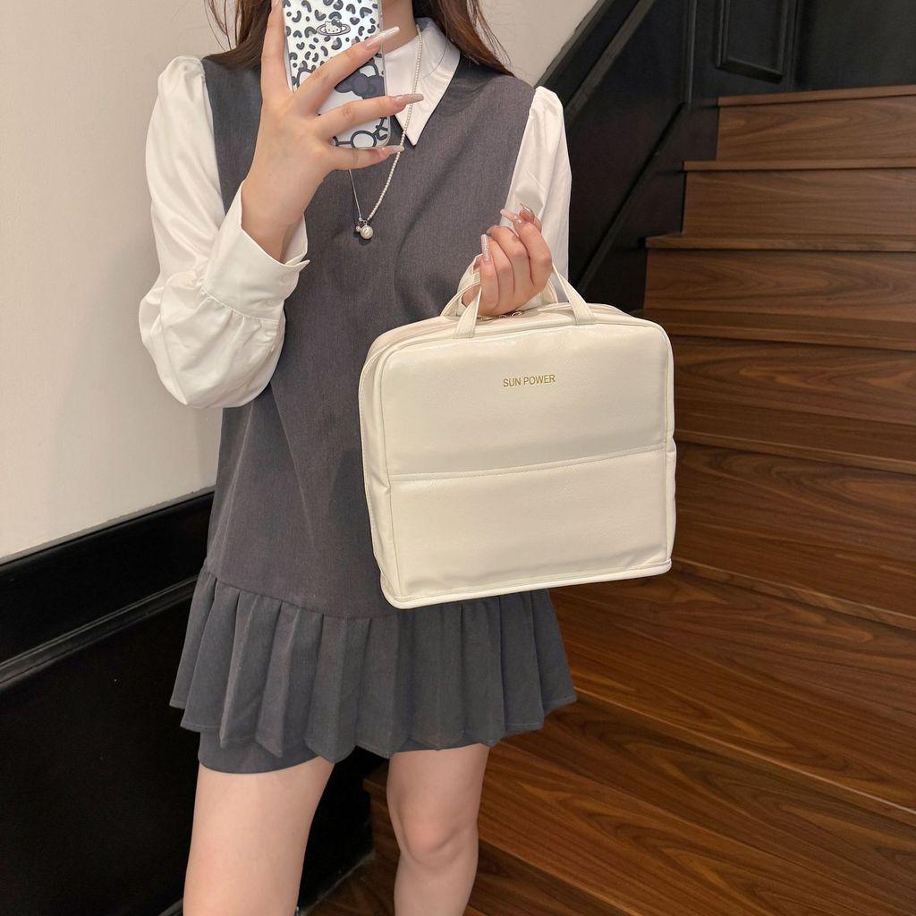 Minimalist Pu Handbag With Double Shoulder Straps For Commuting And Casual Wear