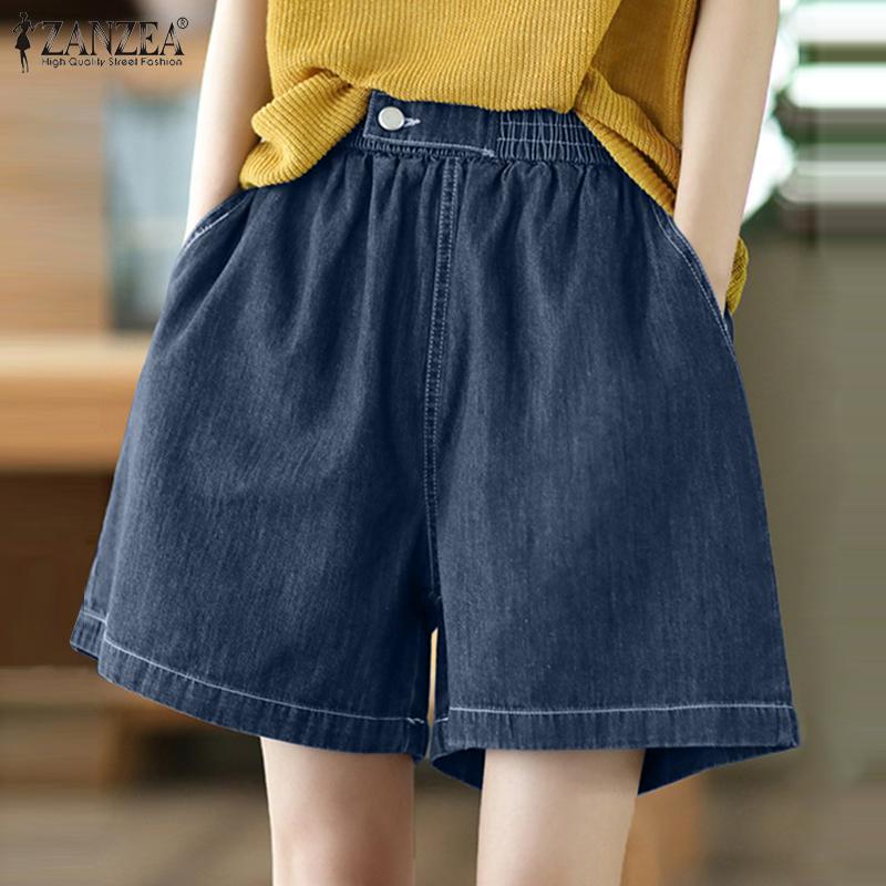 

ZANZEA Женские повседневные свободные летние шорты с эластичной резинкой на талии