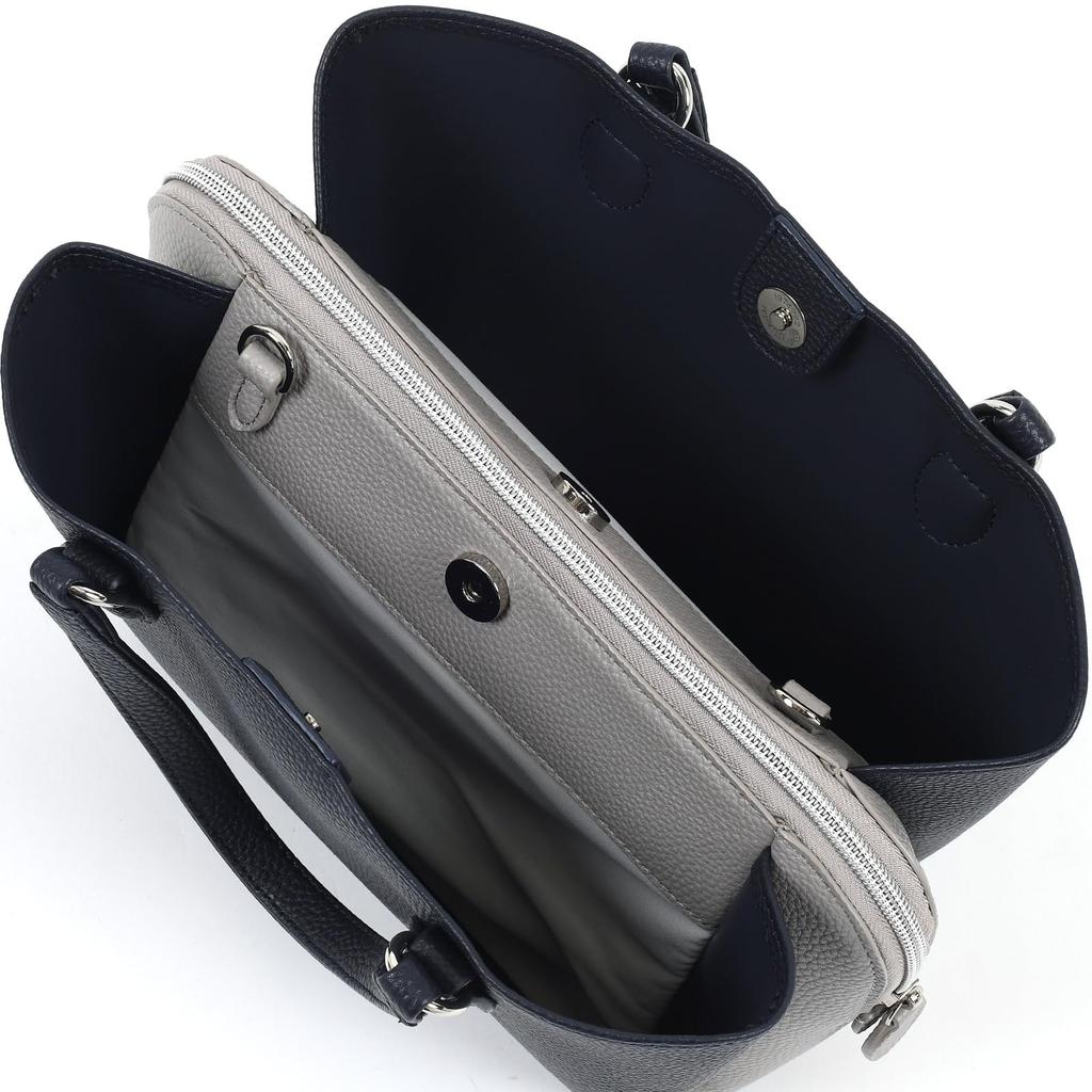 Side Gusset K Mark Handbag Dark 10801 [Kitamura] 2-Way Z-0630 Blue/Gray [Navy]