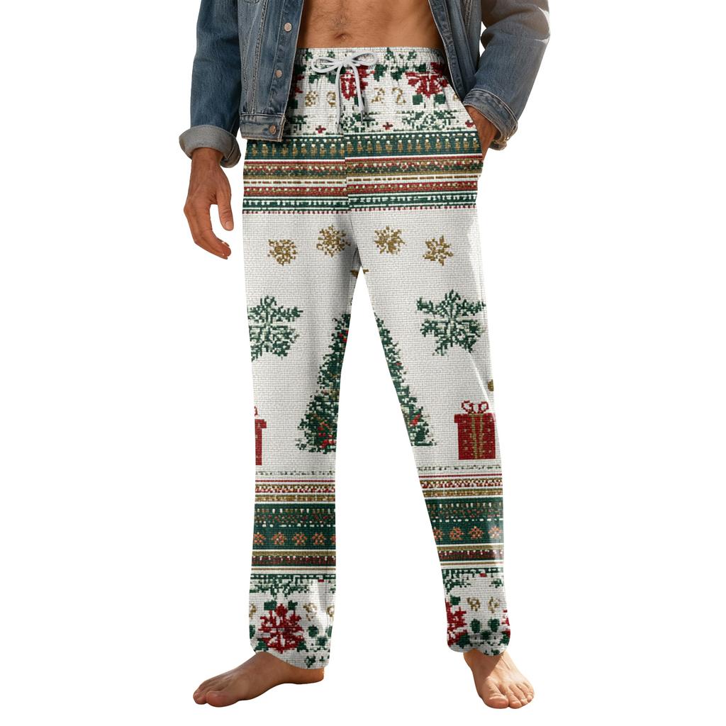 Weiche Pyjamahose für Herren mit Kordelzug und Taschen, lässige Sporthose