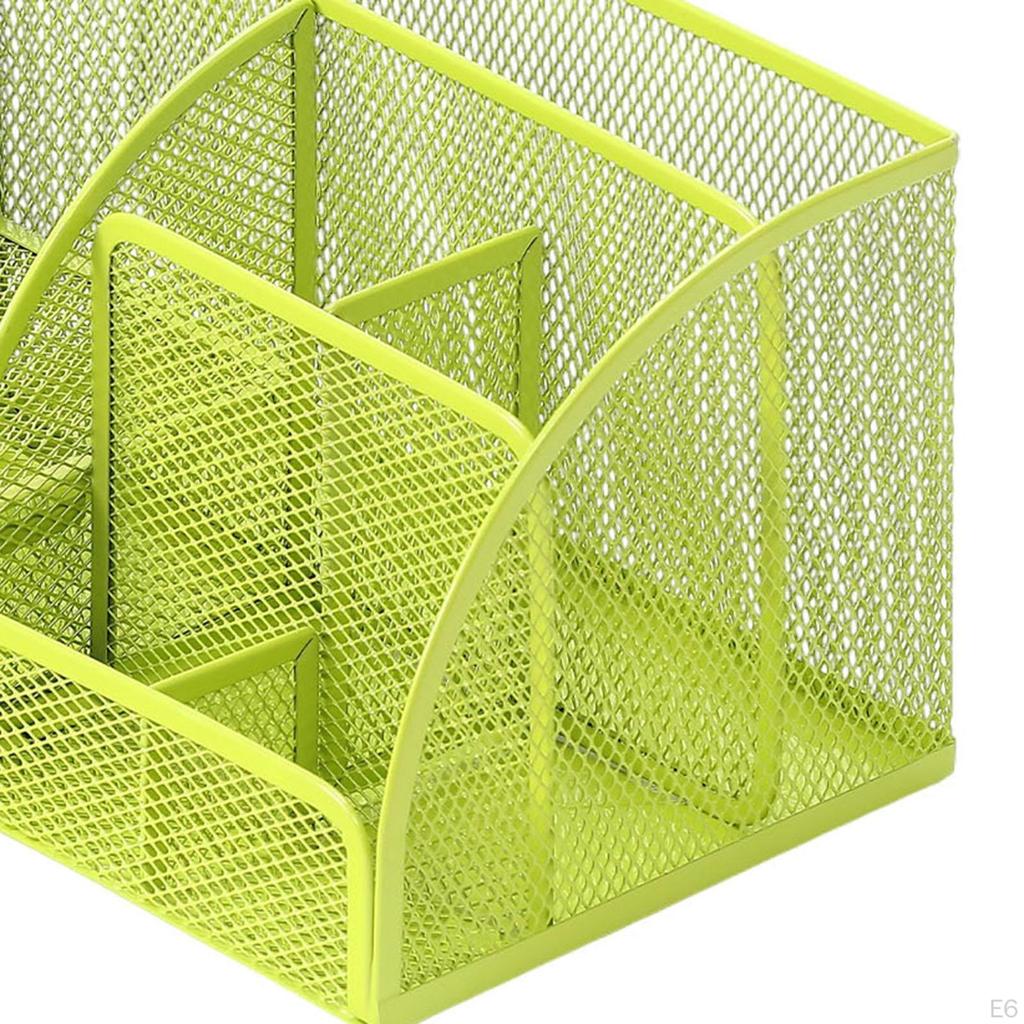 Mesh Pen Holder Multipurpose Sturdy 6 Compartments for Office Classroom Pens black