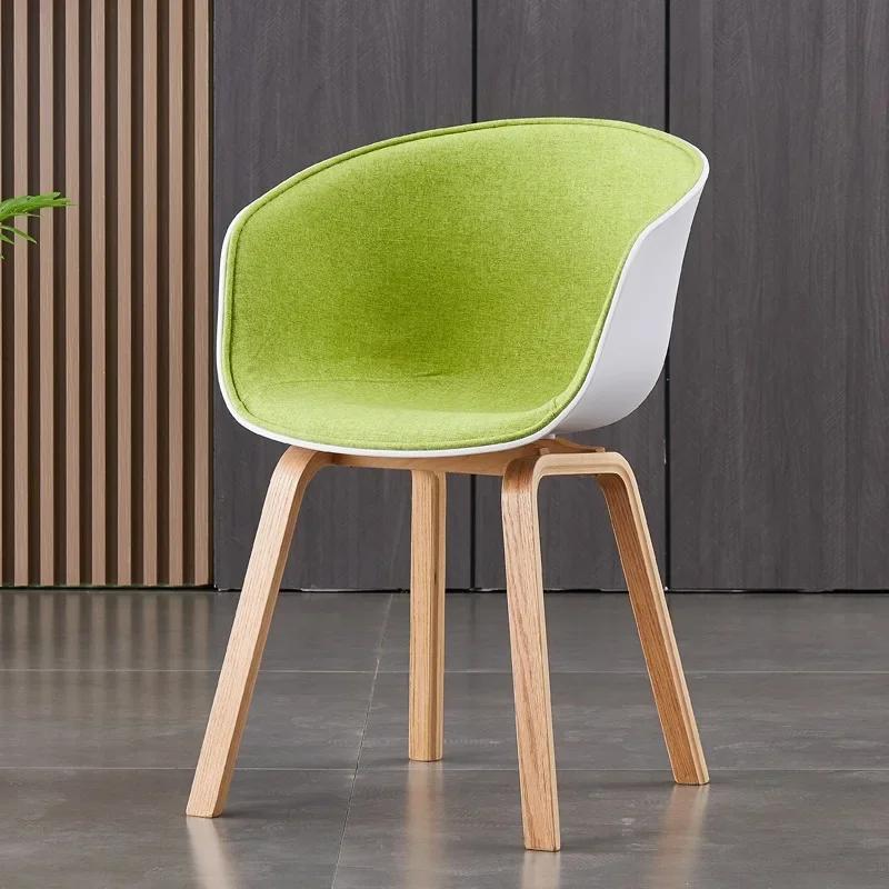Chair Nordic Plastic Chair Solid Wood Back Coffee  Modern Minimalist Restaurant Leisure Chair Desk Designer