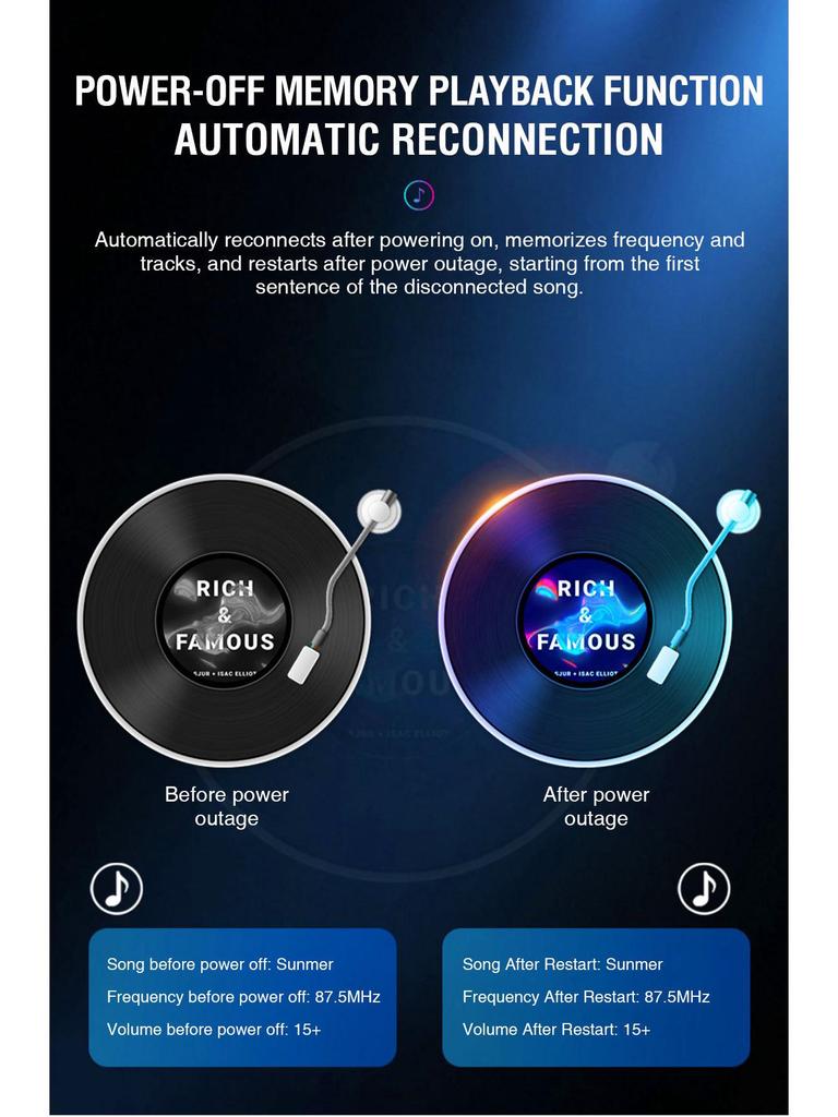 Bluetooth V5.3 Car FM Transmitter & Charger with MP3 Playback and Hands-free Calling