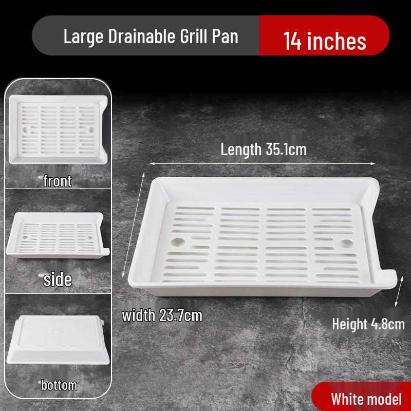 Jingbaodi Large White Plastic BBQ Serving Plates with Drain Net - 10-Pack
