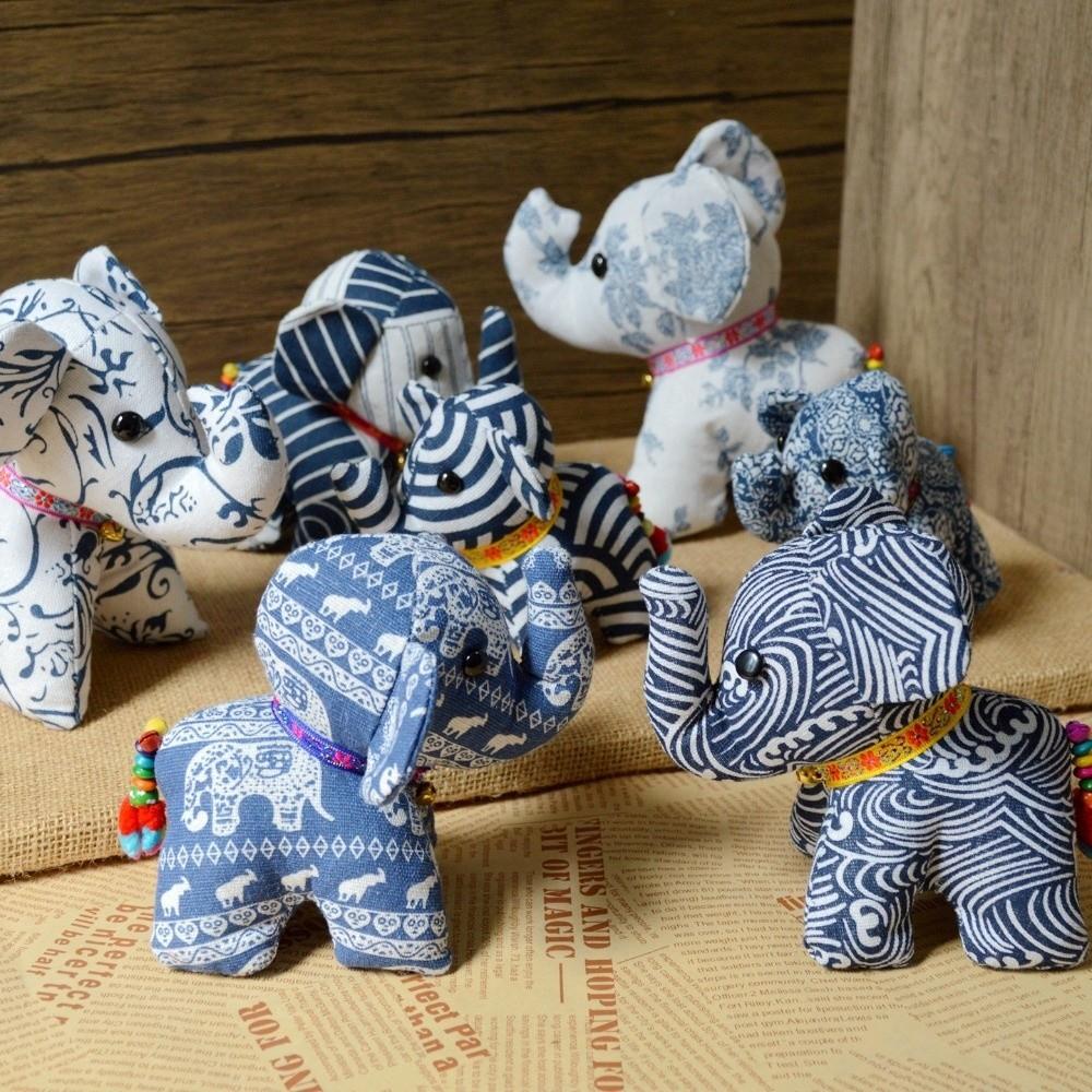 Thai Fabric Elephant Plush Doll Toy Ethnic Ganesha Stuffed Animal Elephant Ornament Travel Gift