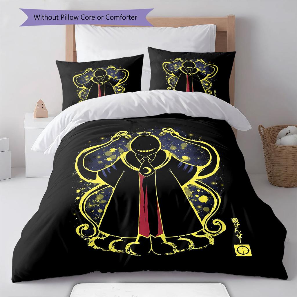 Alien Teacher Pattern Bedding Quilt Set Quilt Cover Pillowcase Home Decoration Birthday Gift (1 * Duvet Cover + 2 * Pillowcase, Without Core)