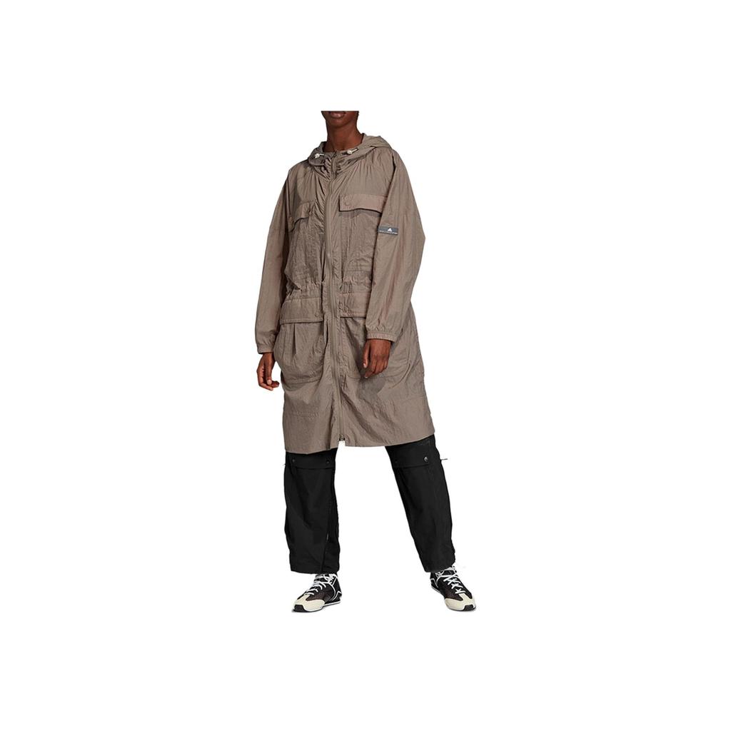 Adidas Long Windbreaker Jacket Women Outerwear Brown FK9045