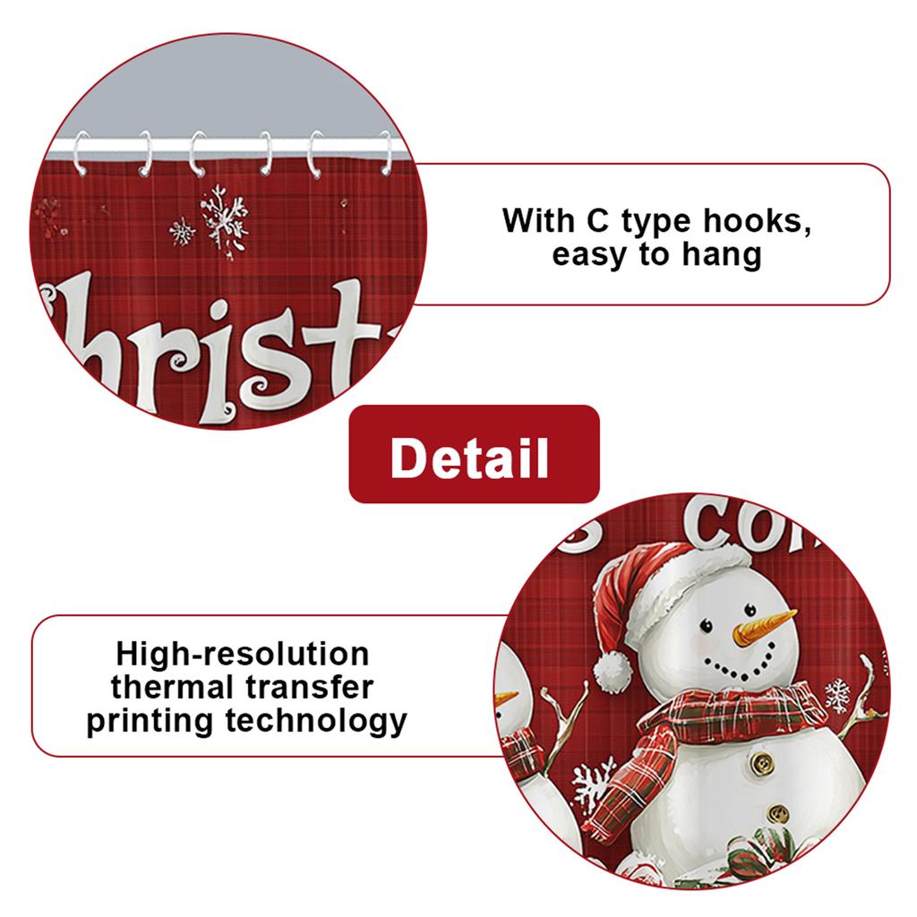 4Pcs Christmas Shower Curtain Set Non-Slip Bathroom Decoration Set Waterproof Home Bathroom Decor Suit Festival Gift for Friends