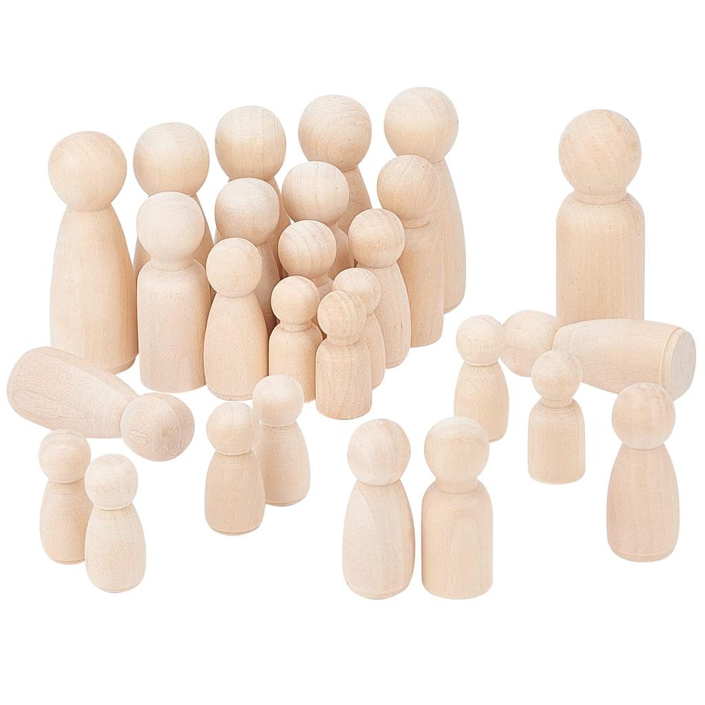 PH PandaHall Set of 48 Unfinished Wooden Peg Doll Artificial Wooden Doll Male and Arts and Handmade DIY Supplies Bodies, Wood, Decorations, Female,