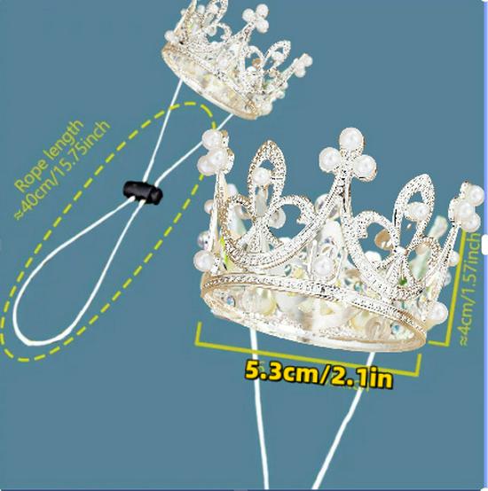 

Корона для вечірки домашніх тварин: Регульований костюм-головний убір на день народження для собаки One Size срібний