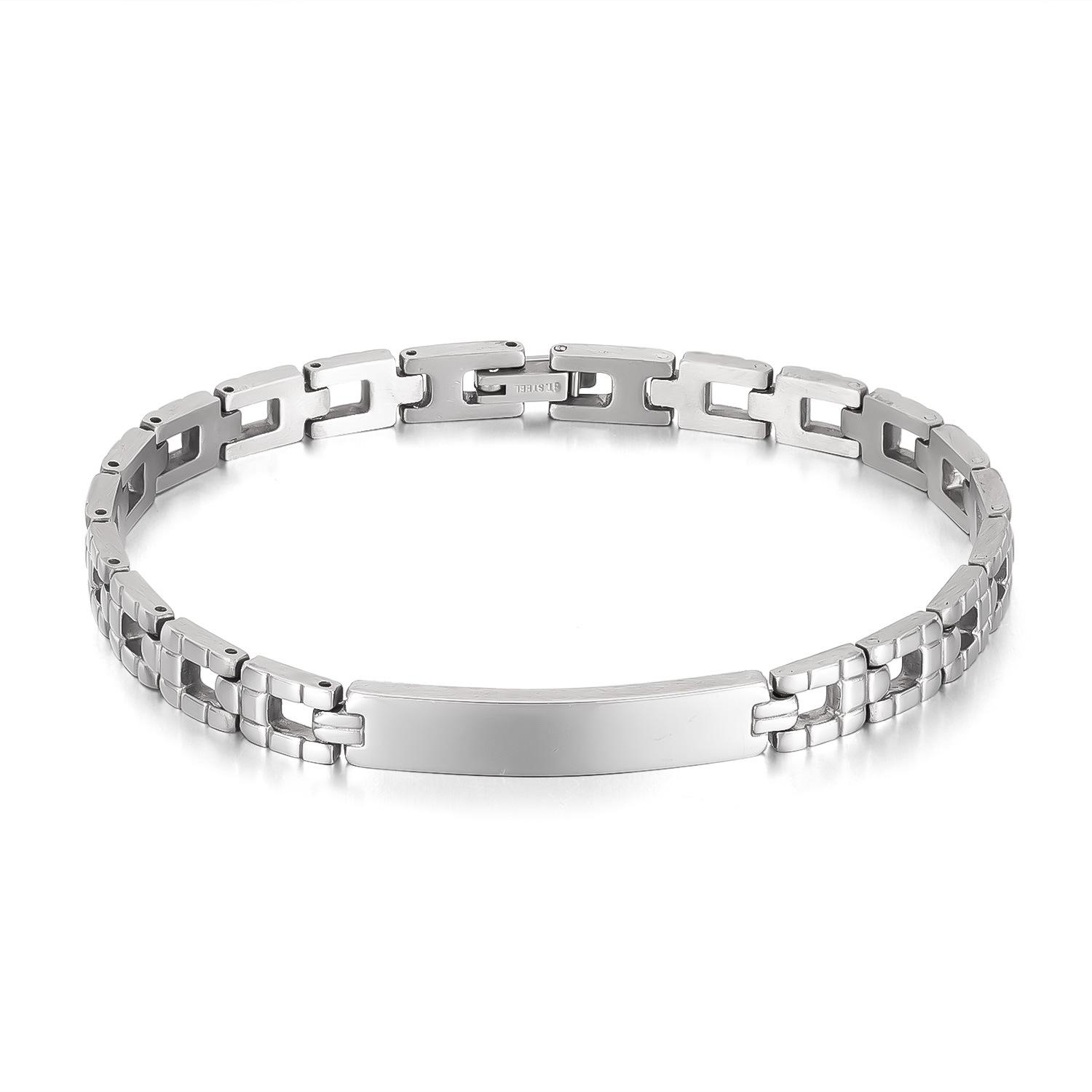 2026 Bracelet Men s Personality Smooth Curved Brand Fashion Trend Strap Titanium Steel Jewelry 21CM