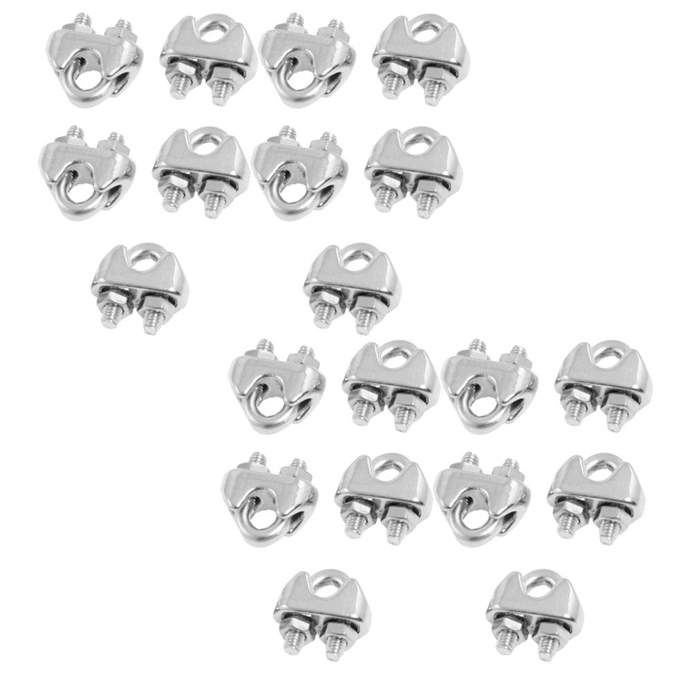 ABWR-20 Pcs 304 Stainless Steel Saddle Clamp Cable Clip For 3/25 Inch 3Mm Wire Rope