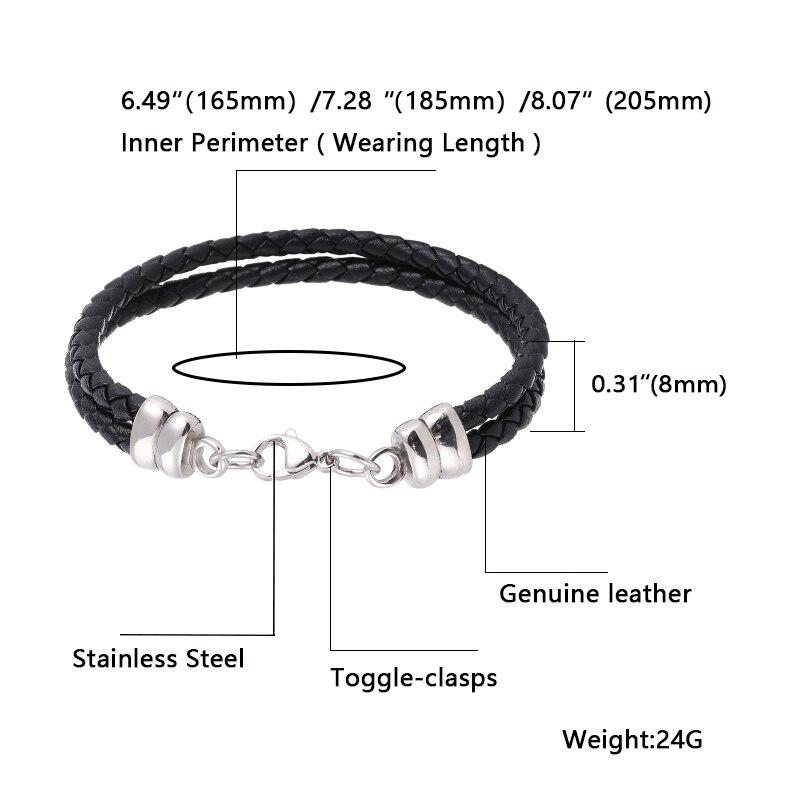 Black Double Leather Chain Charm Bracelet Fits Lobster Clasp Bracelets For Women Lover Jewelry Gift BB1092