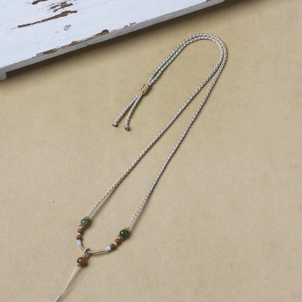 Elite Hetian Jade Pendant with Red Rope: Ultra-Thin Unisex Peace Buckle Necklace