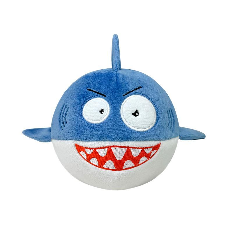 Style Shark Bouncy Dog Ball Plush Pet Chew Toy Double Layer Cartoon Puppy Play