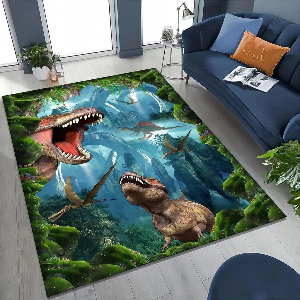 3D Dinosaur Ocean Carpet Mat Rug Illusion Effect Home Decoration Non-slip Kids Room Visual Impact Floor Mat with Dolphin Design