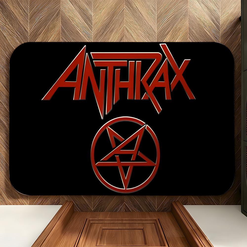 Music A-Anthrax Floor Mat Soft Flannel Entrance Door Mat Non Slip Absorbent Bathroom Bedroom Floor Rug