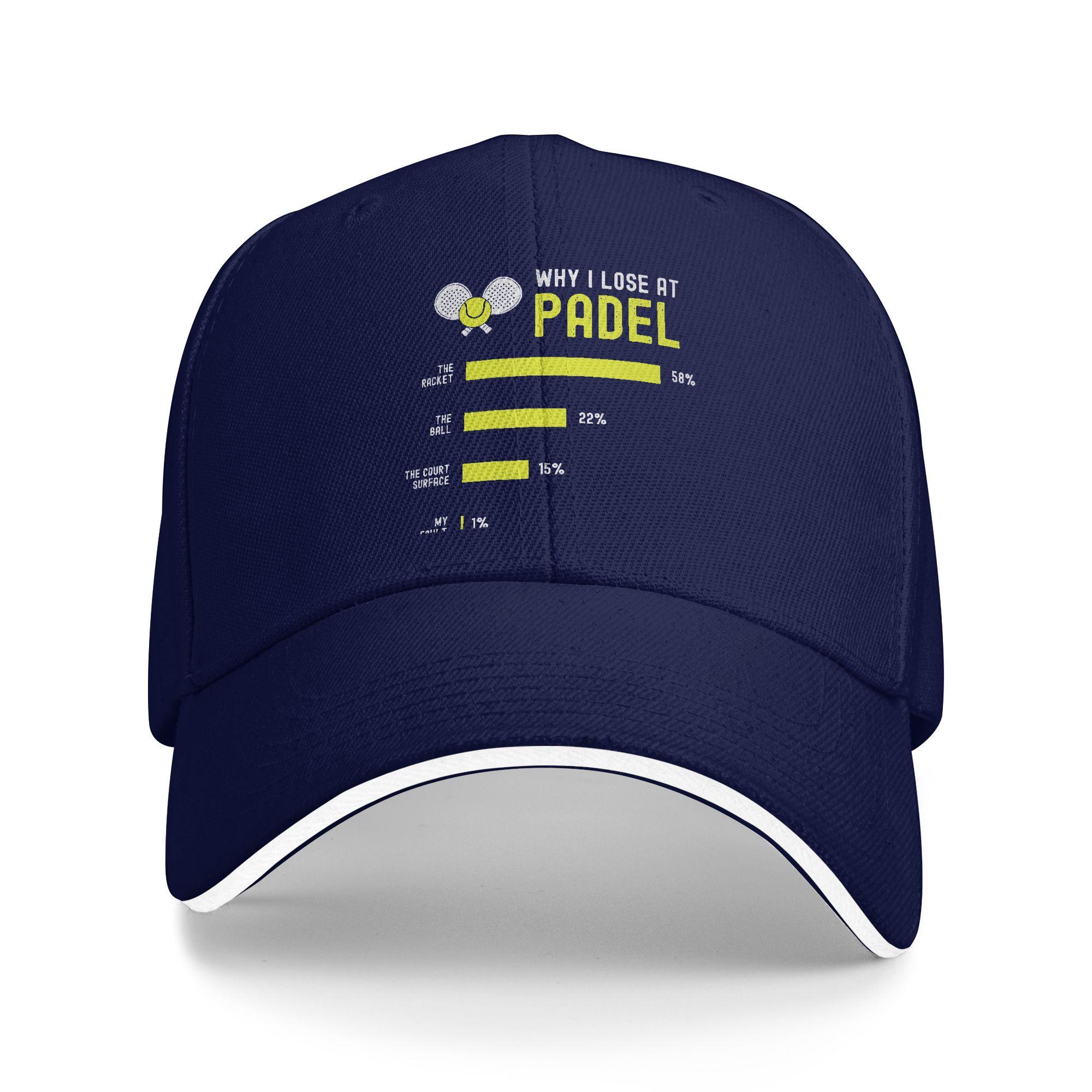 

Summer Why I Lose At Padel Tennis Funny Excuses Baseball Cap Hiking Fishing Sun Trucker Hat Unisex Men Hot Sale Baseball Caps One Size темно-синього кольору