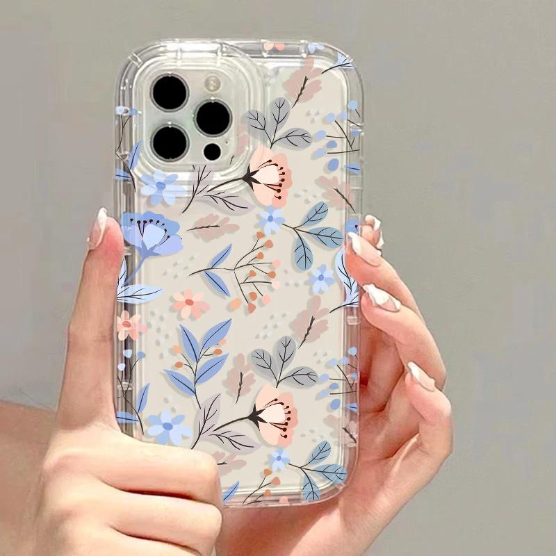 Fashion Florals Clear Phone Cases For lPhone 15 iPhone 17 Air 16e 16 Pro Max 14 13 11 12 XR XXs Max Capa Soft Silicone Cover
