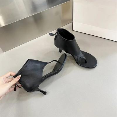 Fashion 2024 Women's Sandals Fashion High Heel Boots Flip Flop Summer Zipper Soft Soled Roman Shoes Temperament Women