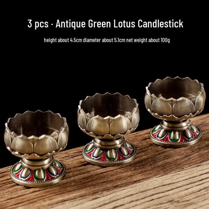 Ganzmetall Lotus Butterlampenhalter Set für Buddhistische Opfergaben
