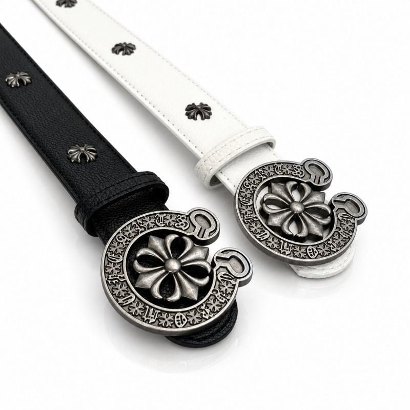 Unisex Punk Leather Belt With Horseshoe Buckle Cross Rivets Jeans Streetwear Y2K Fashion