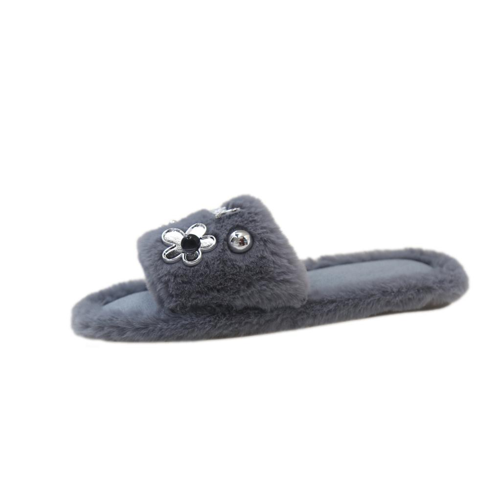 Handmade Mao Mao shoes one-word cotton mop 2025 popular household cotton slippers women wear non-slip flat plush slippers