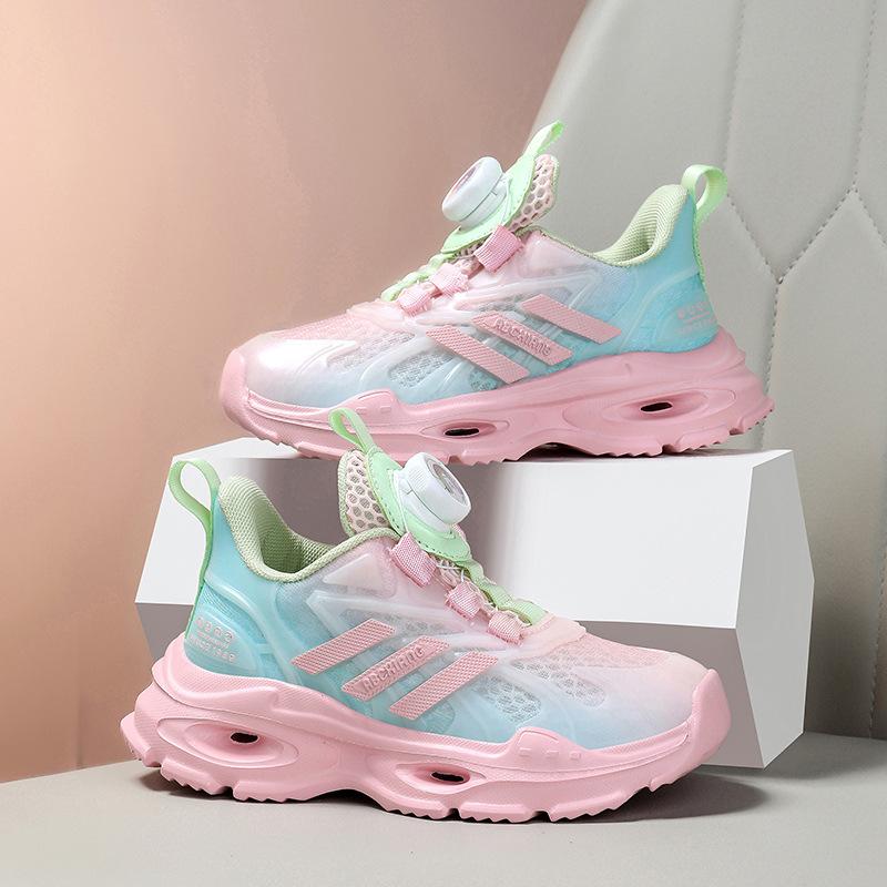 2025 Summer Rotating Button Single Mesh Breathable EVA Lightweight Running Shoes Children's Sports Shoes Primary School Students Physical Education