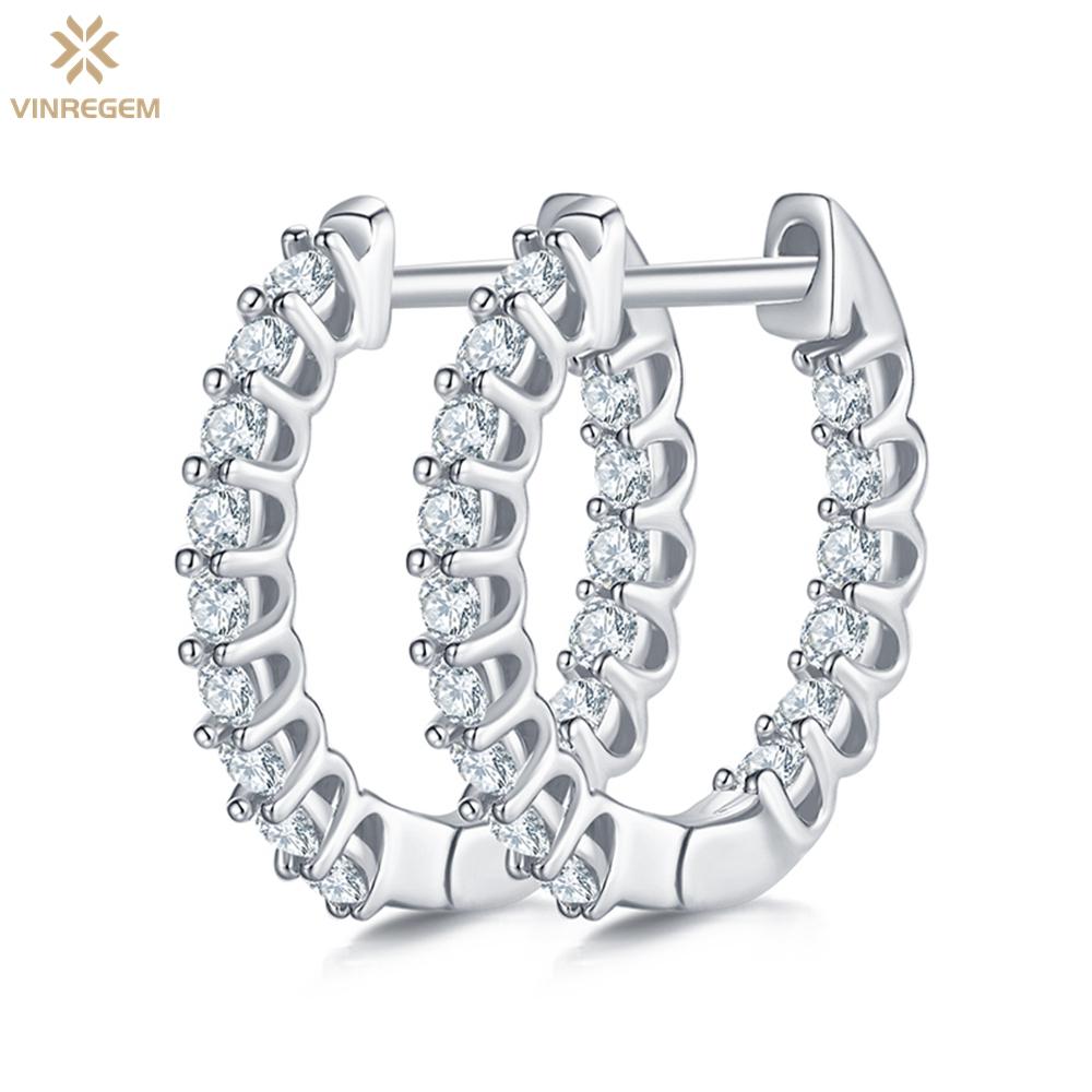 

Vinregem 0,45 карата D цвет полные бриллианты стерлингового серебра 925 пробы 3EX VVS1 круглой огранки настоящий муассанит сверкающие серьги-кольца для женщин ювелирные изделия для свадебной вечеринки белый