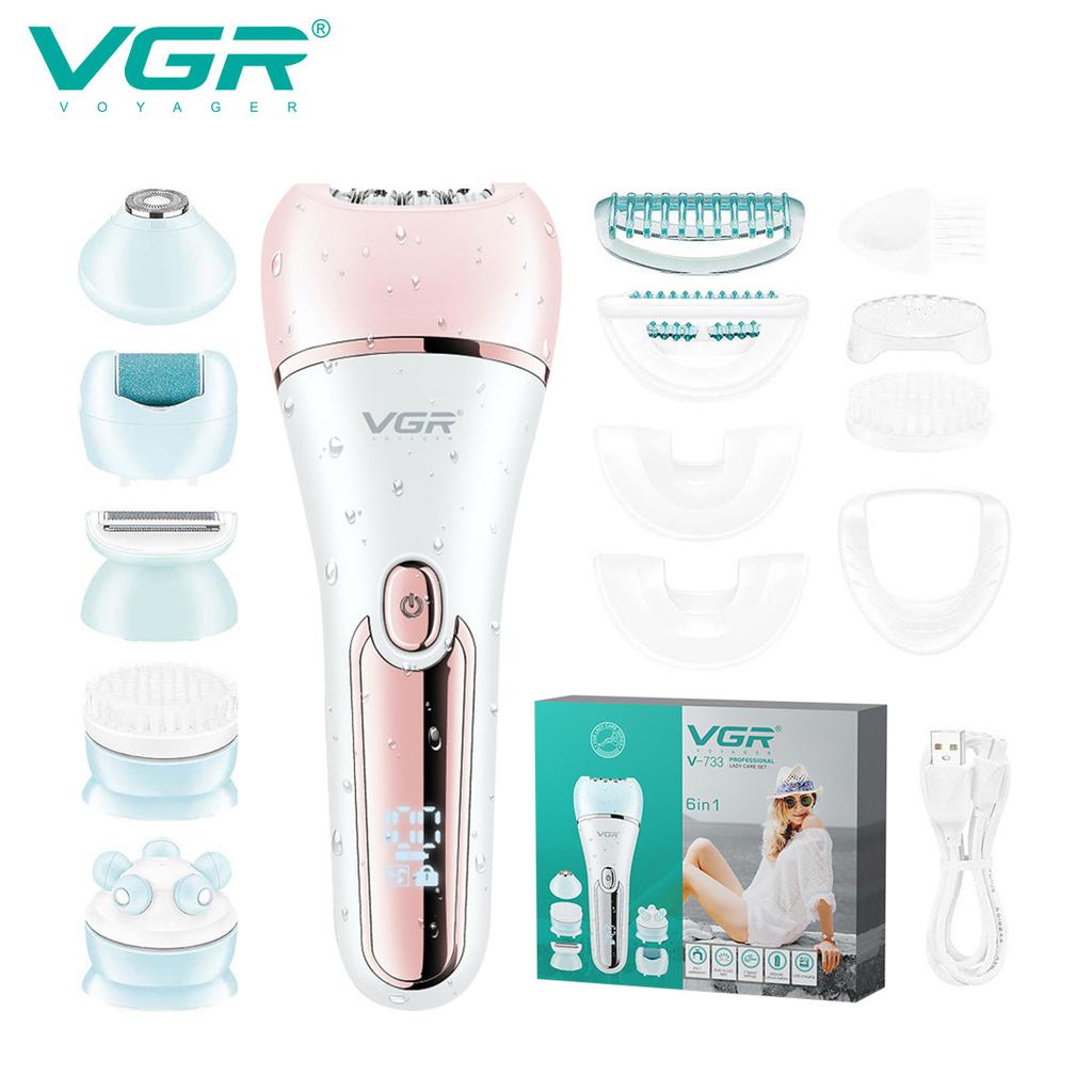 VGR V-733 6-in-1 Multi Functional Hair Trimming Set Home Shaver Ear and Nose Hair Full Body Private Area Hair Removal Machine IPX7 Waterproof Set