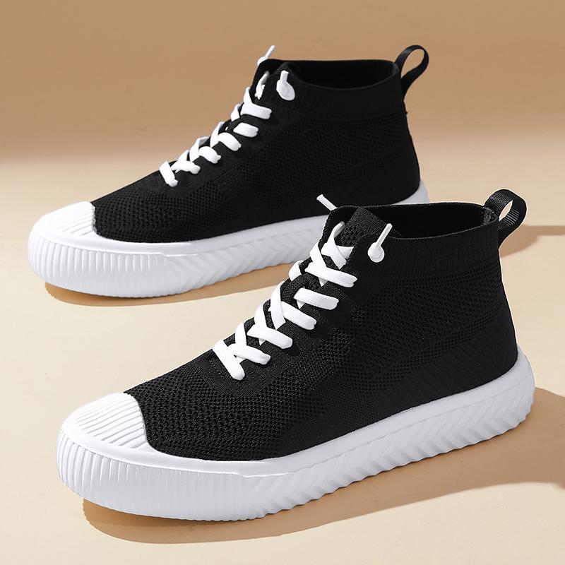Classic Black Mesh Shoe Men High Top Women Casual Owens Sneaker Luxury Lace Up Flat Boots Simple Ultra Breathable Comfortable