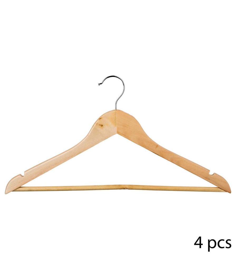 Pack of 4 Wooden Hangers 44x23cm