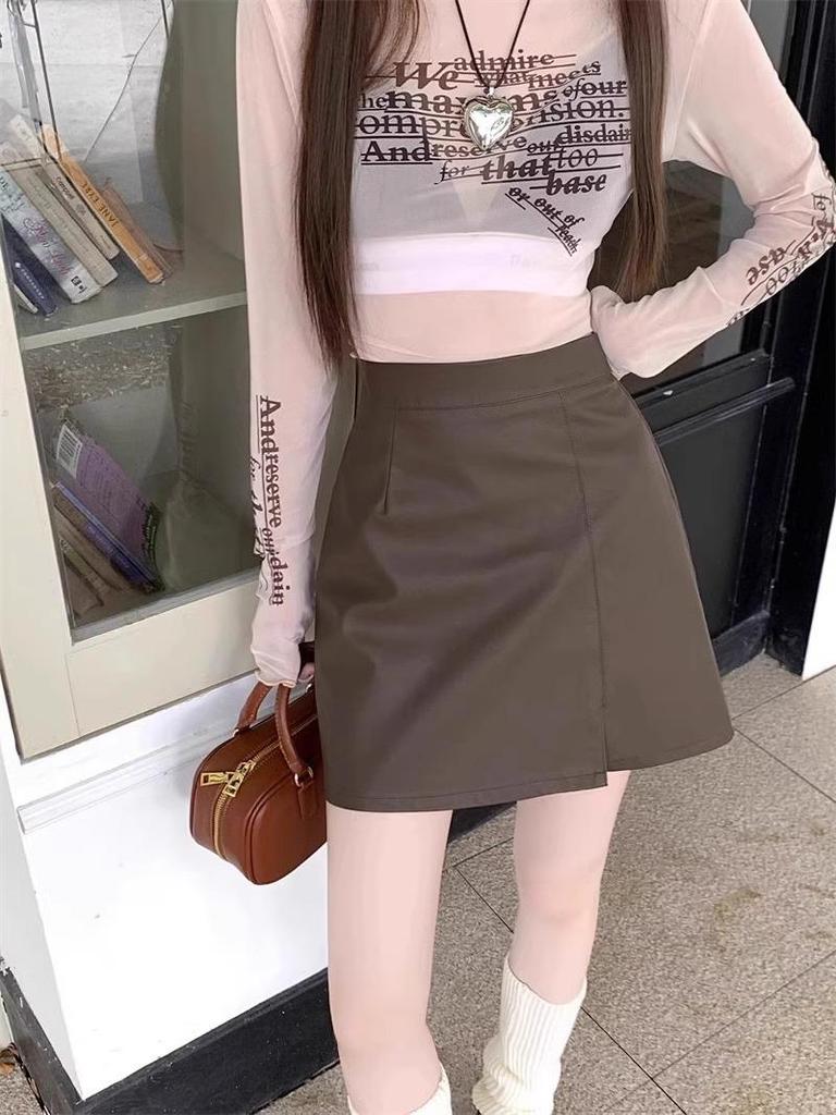 Übergröße A-Linien PU-Lederrock mit hoher Taille: Herbst/Winter Schwarzer Hüftbetonter Rock für Damen