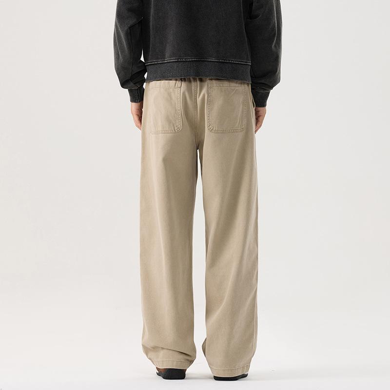 American Spring and Autumn Lyocell Casual Pants Men's Loose Straight Trendy Brand Simple Wide Leg Solid Color Tooling Pants Men's