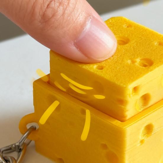 Symulowany Ser Fidget Clicker Brelok, Drukowany 3D Kostka Sera Finger Clicker, Przycisk Push Fidget Zabawka do Redukcji Lęku i Stresu do Biura Klasy