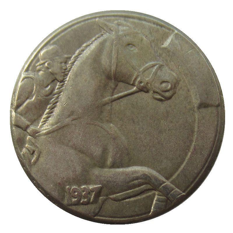 Antique Crafts, Wanderer American 5 Cents, 1937, Skull Head, Copper Nickel Plated, Foreign Coins, Collected