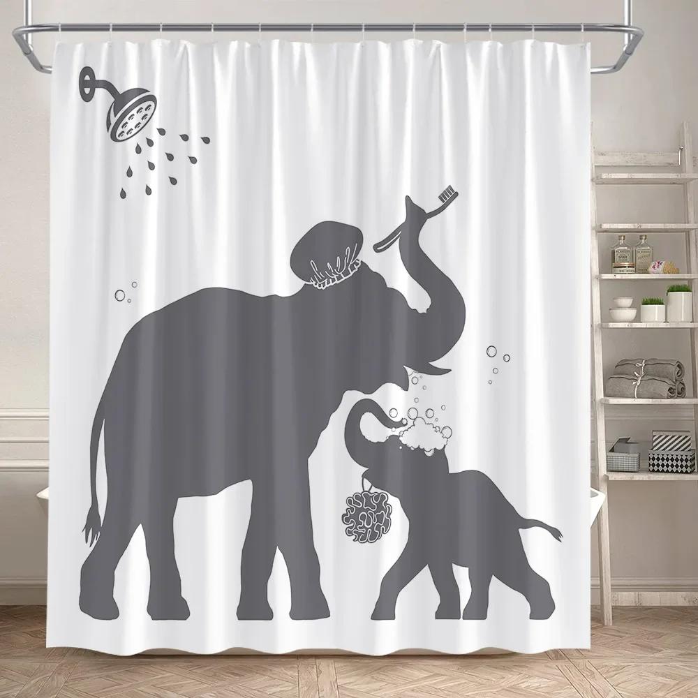 Lustige Badende Dinosaurier Duschvorhänge Schwarze Katze Tiersilhouette Kinder Badevorhang Modernes Polyester Badezimmerdekor mit Haken