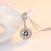 Ladies' Circular Pendant Necklace with Synthetic Zircon Accents on The Collarbone Chain, Fashionable and Sparkling Jewelry, Birthday Gift