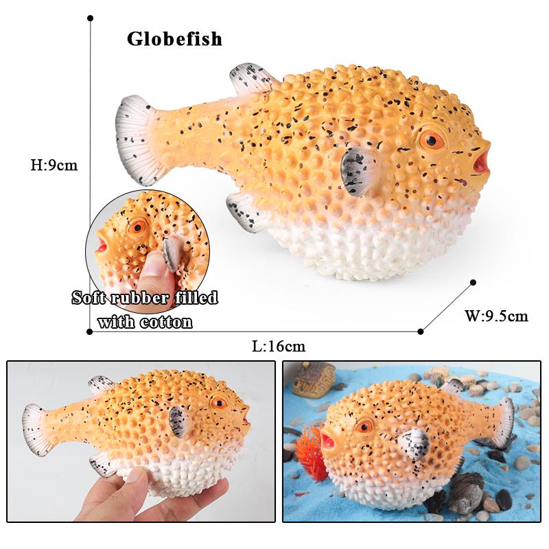 Oenux Ocean Animals Whale Shark Megalodon Crab Starfish Octopus Action Figures Soft Sea Life Model Educational Toy For Kids Gift