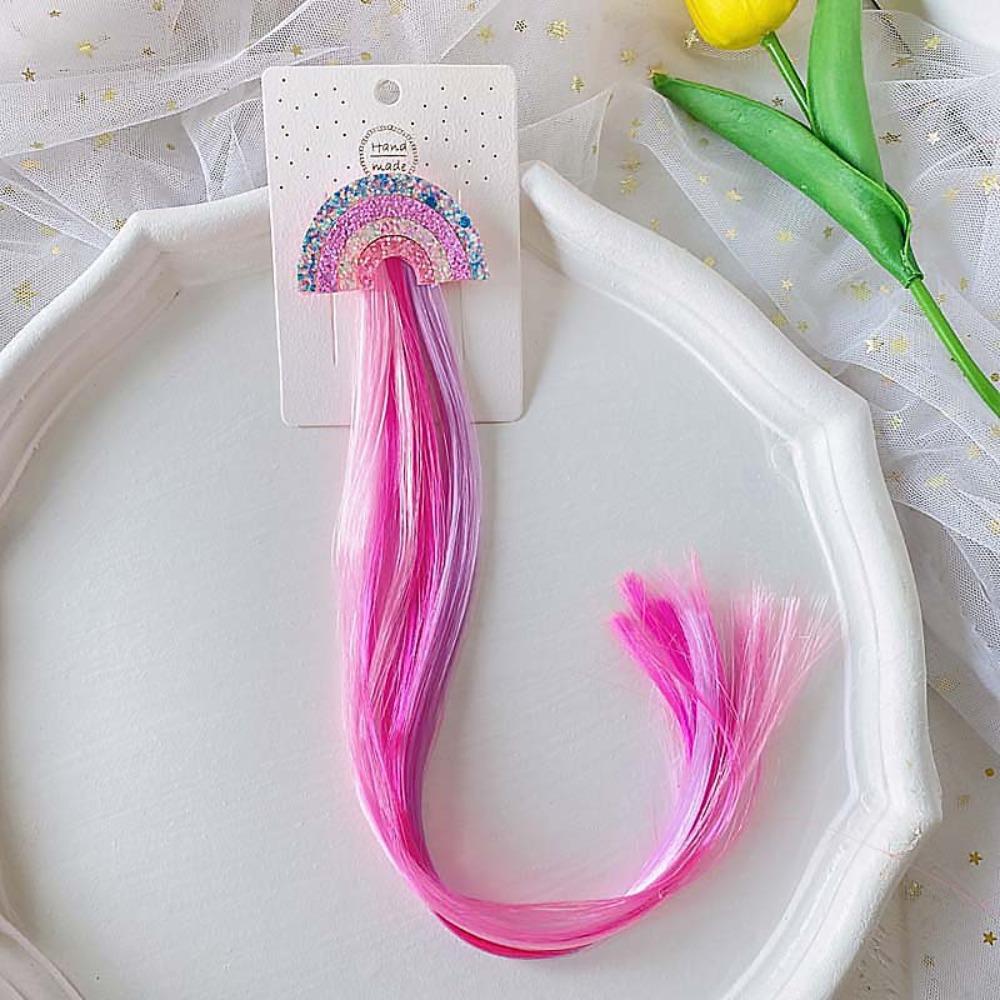 Hair Clips Unicorn Colorful Wigs Hair Clip Kids Gift Girls Birthday Party Decoration Favors Rainbow Headwear Braids Accessories