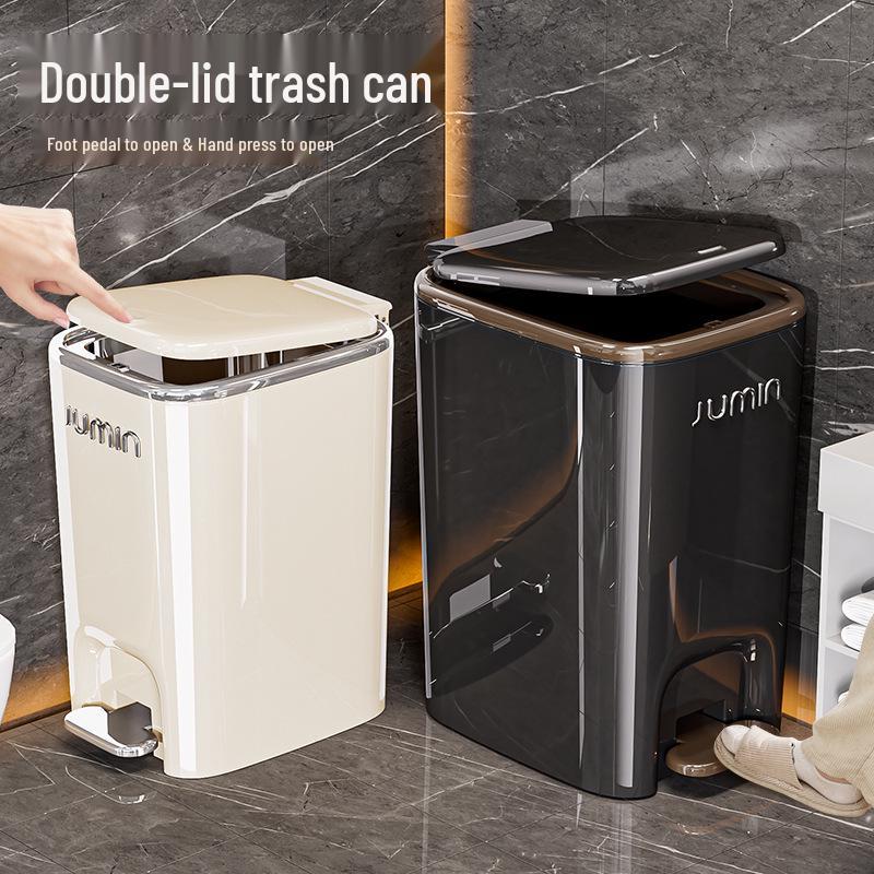 Luxury Pedal Trash Bin with Lid: Hands-Free Operation for Kitchen, Living, Dining, Bedroom